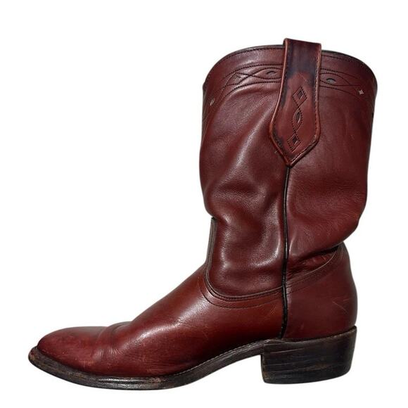 Vtg Frye Leather Red Brown Western Cowgirl Heeled Boots 7.5EE Womens PLEASE READ - Picture 8 of 13